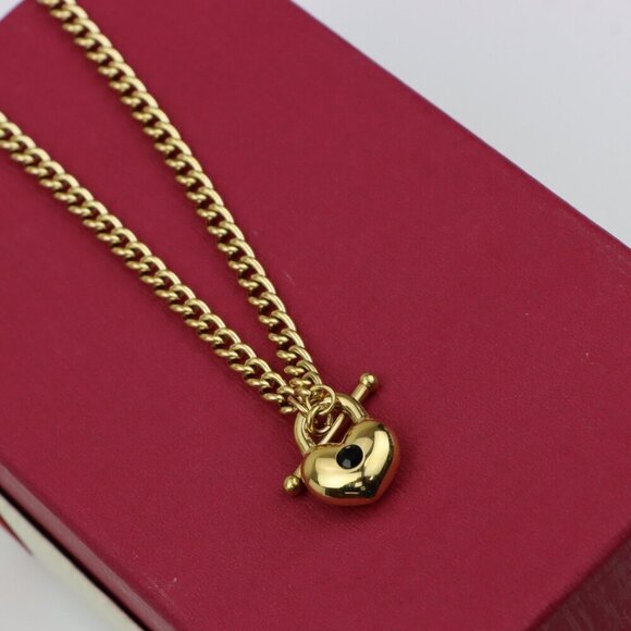 "Heart Charm Chunky Chain Yellow Necklace in Gold Finish, XPNL0375 - Picture 7 of 13